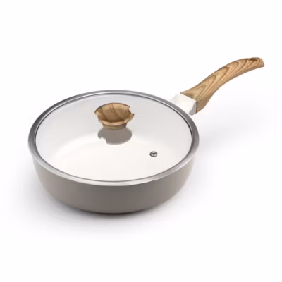 Mythic – Sauteuse 24 cm avec revêtement en céramique blanche et couvercle