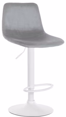Tabouret De Bar Divo En Velours, Chaise Haute De Bistrot Avec Repose-pieds Hauteur Réglable Pivotant Gris/Blanc
