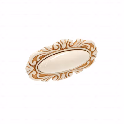 Boutons pour meubles en zamac et Porcelaine Entraxe 32 Patine royale en or ivoire