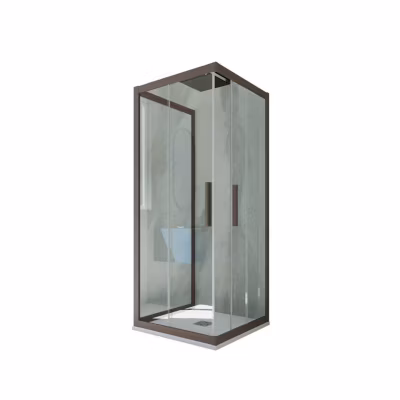 Cabine parois de douche 3 côtés coulissantes 80x120x80 cm H 200 en PVC Chocolat Verre Transparent mod. Kolors Trio
