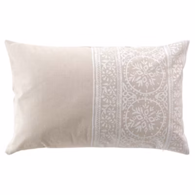 Coussin déhoussable en polycoton imprimé (40×60 cm – Blanc)