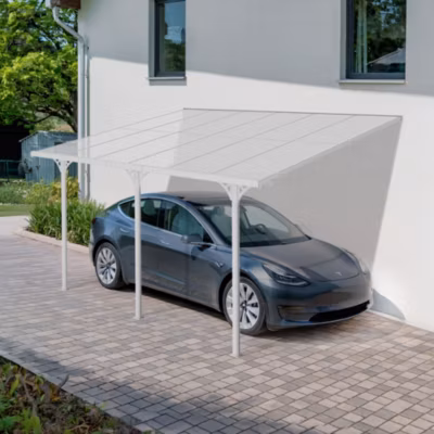 Pergola/Carport adossé 12m² KLEO 4x3m aluminium blanc