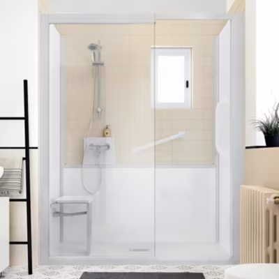 Cabine de douche Kinedo Kinemagic Design 170×90 niche basse solo verre transparent avec mitigeur