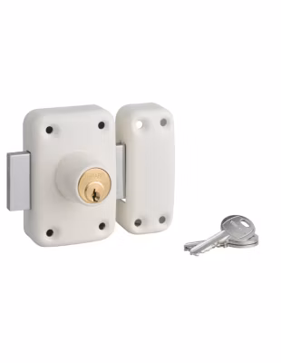 Verrou double entrée Apache pour porte d&rsquo;entrée, cylindre 40mm, acier, 3 clés, époxy blanc – THIRARD