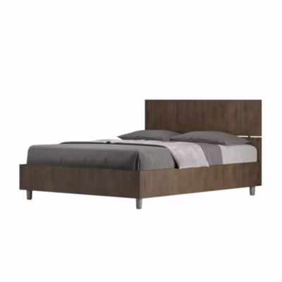 Lit avec sommier 140×200, tête de lit droite en noyer Demas