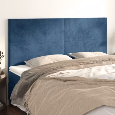 3116110 vidaXL Têtes de lit 4 pcs Bleu foncé 80x5x78-88 cm Velours