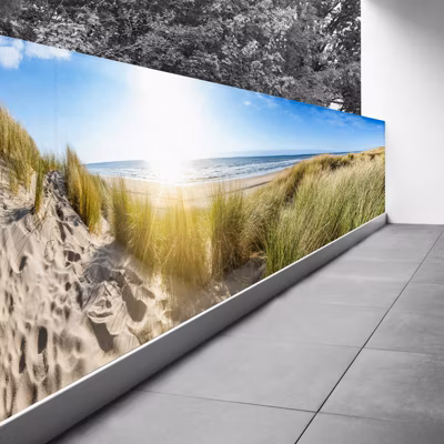 Brise vue Trompe l&rsquo;oeil – 110×385 cm – Plage mer 3617689694399