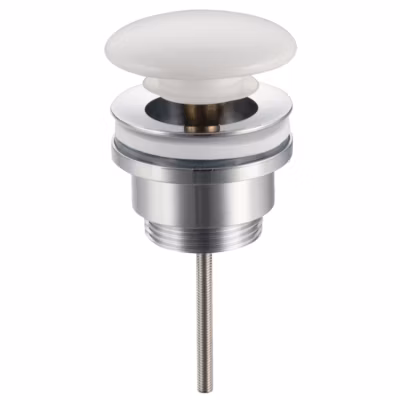 BALNEO Bonde de lavabo en laiton Click-Clack modèle D universelle pour lavabo 1/4 de pouce avec tête en céramique blanche