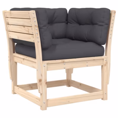 Canapé de jardin accoudoirs avec coussins bois massif de pin vidaXL