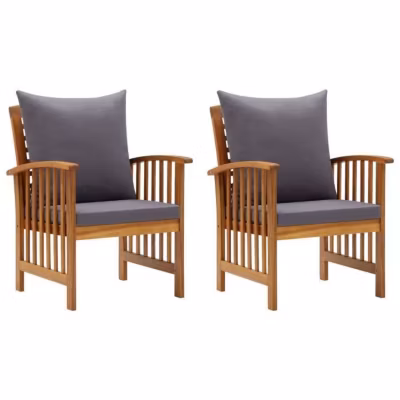 vidaXL Chaises de jardin avec coussins 2 pcs Bois d&rsquo;acacia massif