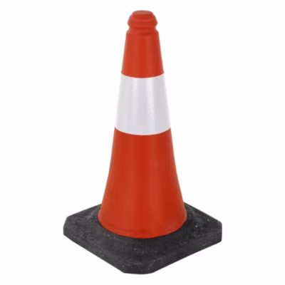 1x Cône de signalisation routière rouge/blanc en PVC 51cm bandes réfléchissantes
