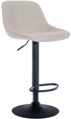 Tabouret de bar Loft, Chaise de bar avec dossier, Chaise pivotante à 360 réglable en hauteur, Pour cuisine Crème/Tissu