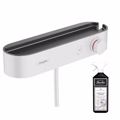 Mitigeur douche thermostatique HANSGROHE ShowerTablet Select 400 blanc mat + Nettoyant Briochin
