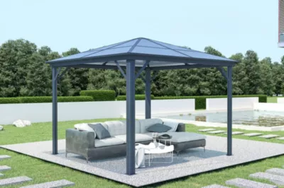 Kiosque de jardin GRACE 3x3m aluminium Gris anthracite