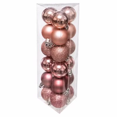 Boule de noël 30 mm x 18 rose – feeric lights & christmas