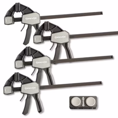 Lot 4 Serre-Joints à Une Main à Serrage Rapide 300mm Force 68kg + Connecteur – OMNIVOR