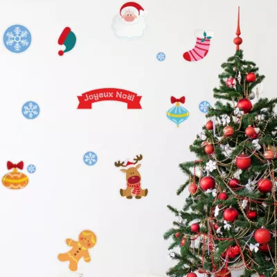 Sticker Noël décorations pour enfants – Autocollants stickers adhésifs noël – décoration fêtes – 50x60cm