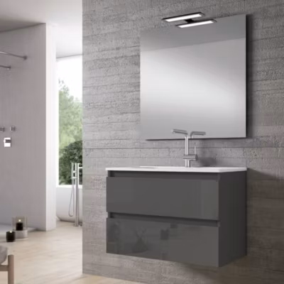 Meuble de salle de bain Box gris brillant 100cm