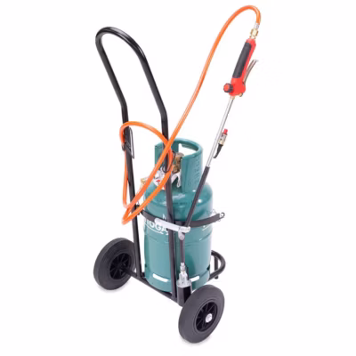 Desherbeur thermique à gaz Tuyau 5m Bruleur 50 mm Détendeur Propane Chariot à roues Allumage piezo Proweltek