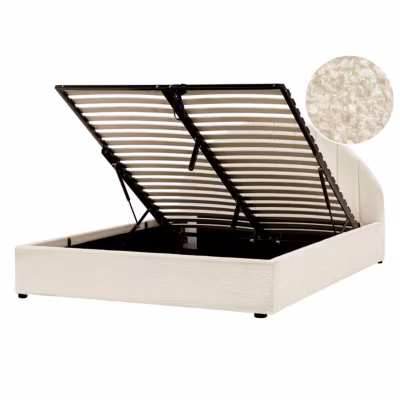 Lit ottoman Bouclé CHADENET 140 x 200 cm Blanc cassé