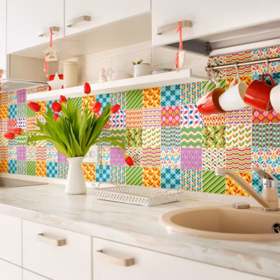 Sticker Mural Carrelage adhésif Cuisine Salle de Bain – 24 STICKERS CARREAUX DE CIMENT AZULEJOS ANDREZ – 24stickers15x15cm
