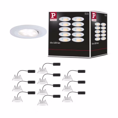 Spot encastré LED Calla Kit de 10 IP65 rond 90mm 30 10x5W 10x430lm 230V White Switch Blanc dépoli