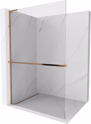 Mexen Kioto+ L paroi de douche avec étagère Walk-in 105 x 200 cm, transparent, or rose – 800-105-123-60-00