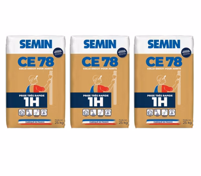 Enduit pour Joints de Plaques de Plâtre CE 78 1 Heure Semin, Intérieur, Sac de 25 kg (lot de 3)