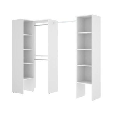 Grande Garde-robe Alexois, Structure pour dressing d&rsquo;angle, Cintre d&rsquo;angle ouvert, 226x79h186 cm, Blanc