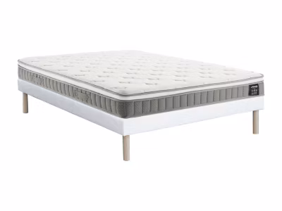Ensemble 160 x 200 cm sommier tapissier + matelas ressorts ensachés et accueil mémoire de forme ép.21cm – VITOGO de YSMÉE