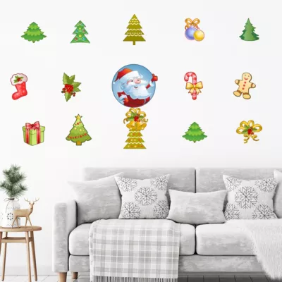 Sticker Noël les éléments de Noël – Autocollants stickers adhésifs noël – décoration fêtes – 70x105cm
