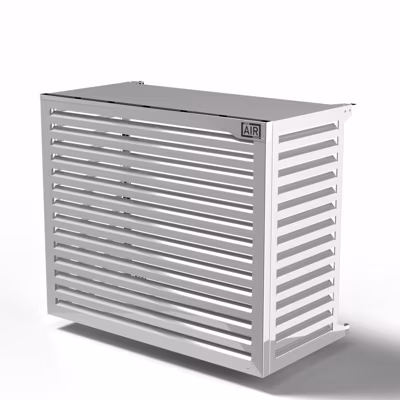 Cache de pompe à chaleur – Big Blade – Blanc – Fixation murale Taille XXL (L 135cm – H 112cm – P 68cm) – Box Air Klima