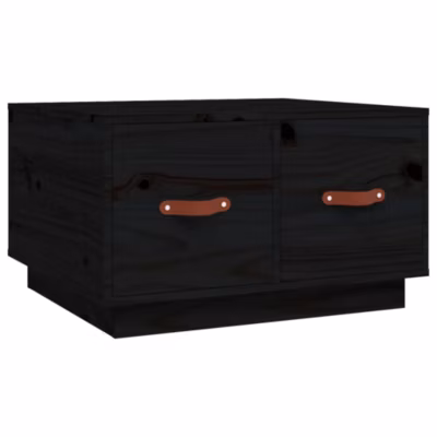 820970 vidaXL Table basse Noir 60x53x35 cm Bois massif de pin