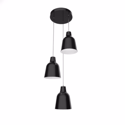 LUMICOM – DONG COMPO Suspension, 3X E27, max 42W, métal, noir brillant/blanc, D.35cm