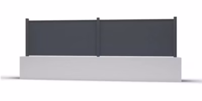Kit clôture aluminium Gris anthracite – Hauteur 60cm – Longueur 4m – lames pleines – Fixation sur platine
