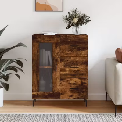 vidaXL Buffet chêne fumé 69,5x34x90 cm bois d&rsquo;ingénierie 828065