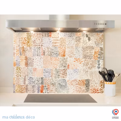 Crédence cuisine fond de hotte Rythmes d&rsquo;une plantation, Paul Klee – Verre trempé – L 90 cm x H 50 cm – MaCrédenceDéco