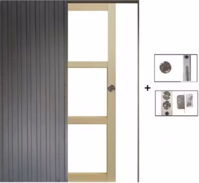 Porte Coulissante Bois Ayous Vitrage Transparent H204 X L73 Cm, Galandage Gd Menuiseries