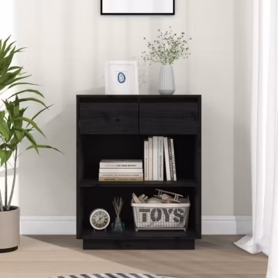 vidaXL Armoire console Noir 60x34x75 cm Bois de pin solide