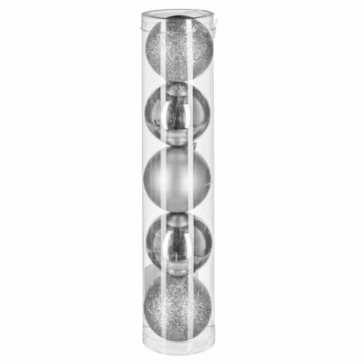 Boule de noël argent 50 mm x 5  – feeric lights & christmas