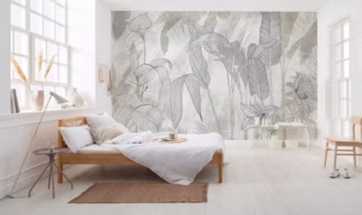 Papier peint panoramique sur intissée de Komar – Linierte Lilien – Taille: 400 x 250 cm