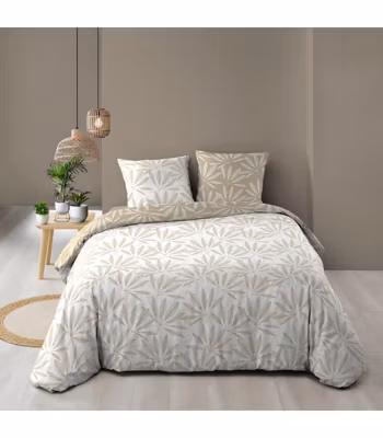 Parure 3 pièces 220x240cm 57 fils réversible « Malia » – 220x240cm – Blanc