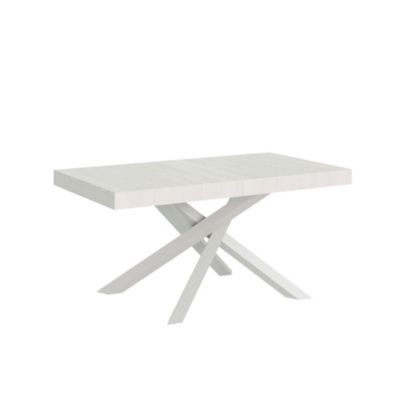 Table extensible Volantis 180/284×90 cm frêne blanc pieds blancs