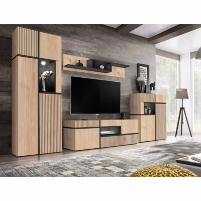 Ensemble Meuble TV Design « Cross » 330cm Naturel