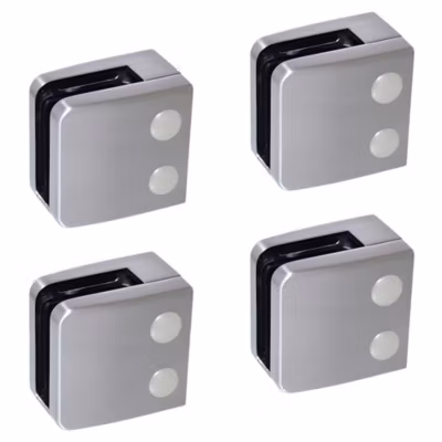 4 x Pince à verre plate modèle 06 – Ep. verre 8 mm – Inox 316 brossé GR320