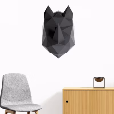 Sticker 3D origami rhinocéros noir 80 x 50 cm
