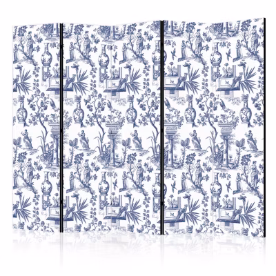 Paravent -Motif Bleu avec Motif Grec et Végétal