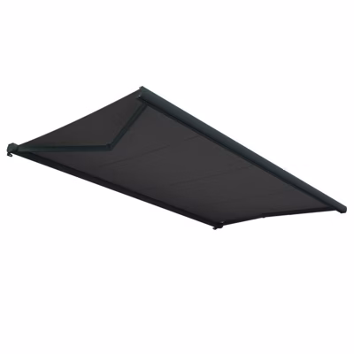 Store banne coffre – BUMI (Motorisé à Télécommande – Gris Anthracite – Noir – 3.50m x 2.00m)