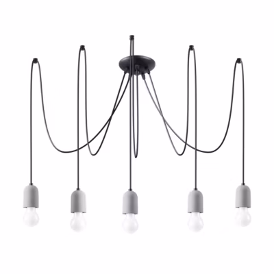 Lustre en PVC/béton 5 lampes 100x100x190cm Sollux