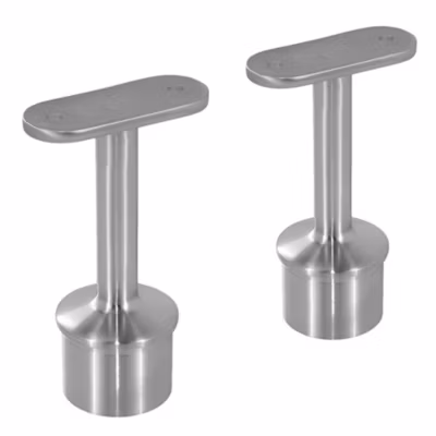 2 x Support main courante plate à coller sur tube diam. 42,4 x 2 mm – Inox 316